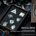 Metal DND Dice Set,Blue Dragon Heavy Metal Dice Set D&D,Dungeons and Dragon TTRPG Role Playing Table Games(Sliver Green Dragon)