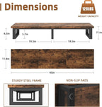 YAOHUOO 45" Large TV Riser for 32-60 inch TV, TV Riser Stand Shelf with Steel Legs,Tabletop TV Stand Riser for Home Office,Rustic Brown