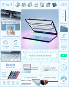 typecase Touch Case with Keyboard for iPad Pro 13-inch(M4, 2024), iPad Air 13-inch(M3, 2025/M2, 2024) & iPad Pro 12.9(6th/5th/4th/3rd Gen), Trackpad, 360° Rotatable, 11-Colors Backlit, Pale Blue