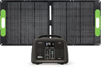 BLUERISE Solar Generator 320Wh Portable LiFePO4 Power Station with Foldable Solar Panels 60W with 2 AC Outlet 110V/300W Solar Mobile Battery Packup for Camping Hunting Home Emergency