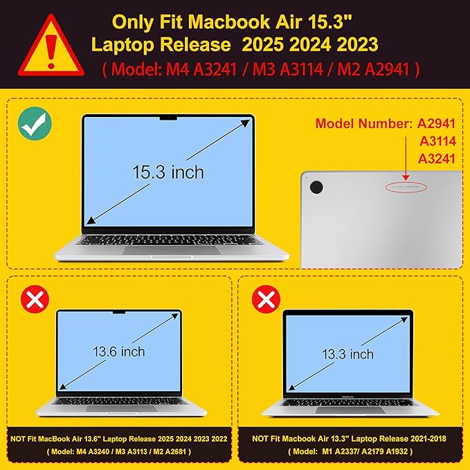 Mektron Compatible with M4 MacBook Air 15 inch Case 2025 A3241 2024 2023 M3 A3114 A2941 M2 Liquid Retina Display Touch ID, Plastic Hard Case & Keyboard Skin & Screen Protector - Cute Elephant C341