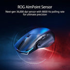 ASUS ROG Chakram X Origin Gaming Mouse, Tri-Mode connectivity (2.4GHz RF, Bluetooth, Wired), 36000 DPI Sensor, 11 programmable Buttons, Detachable Joystick, Paracord Cable, Black