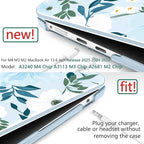 TWOLSKOO Compatible with M4 MacBook Air 13.6 inch Case 2025-2022 Release M4 A3240 M3 A3113 M2 A2681, Plastic Hard Shell & Keyboard Cover & Type C Adapter & Screen Protector, Floral Field Seamless
