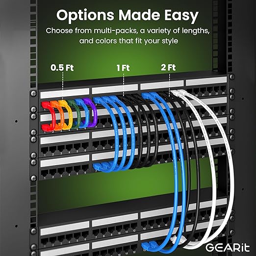 GearIT Cat 6 Ethernet Cable Pack - 20-Pack 6 ft Cat6 Ethernet Patch Cables | RJ45 Network Patch Cable, 10 Gbps Snagless Gold-Plated Connectors - Ethernet Cable Cat 6 for PC, TV, Router - Blue