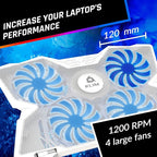 KLIM Wind Laptop Cooling Pad - More Than 500 000 Units Sold - New - The Most Powerful Rapid Action Cooling Fan - Laptop Stand with 4 Cooling Fans at 1200 RPM - USB Fan - PS5 PS4 - Full White