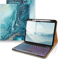 DTTO for iPad 11th (A16)/ 10th Generation Case with Keyboard (2025/2022), 7 Colors Backlit Wireless Detachable Keyboard Leather Folio Cover with Pencil Holder & Pocket, Sandy Wave