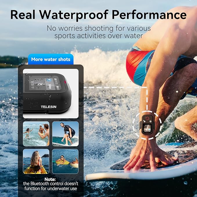 TELESIN T13 Waterproof Wireless Remote Control for GoPro | Color LCD Dispaly, Smart Controller with Wrist Strap Compatible with Go Pro 13 12 11 10 9 8 Black Max Mini Action Camera Accessories