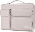 MOSISO 360 Protective Laptop Case 13.3 inch, 13-13.3 inch Laptop Sleeve Compatible with MacBook Air/Pro 13 / Pro 14, HP Dell ASUS Lenovo, Side Open Bag with 2 Raised&1 Flapover Pockets, Stone Gray