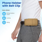 BECPLT for iPhone 17 Pro 17 16/15/14/13/12/11 Pro Belt Case Nylon Phone Holster with Belt Clip and Belt Loops Cell Phone Holder Carrying Pouch for Galaxy S25 S24 S23 S22 S21 S20 - Khaki