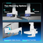 ARES WING Heavy-Duty Monitor Mount for 17-49 inches Ultrawide Curved Flat Monitors, Holds 44lbs, with Extended Column for Desk, Adjustable Gas Spring, White
