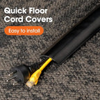20 FT Floor Cord Cover, Cord Covers for Wires on Floor, Cord Protector, Floor Cable Cover, Hide Extension Cord Covers for Floor, Cable Cavity: 0.47" (W) x 0.29" (H), Black