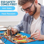 Anti-Static Mat Kits Includes Heat Resistant ESD Mats Anti Static Wrist Straps Grounding Cords Rubber Soldering Table ESD Pad for Computer PC Building Electronics Repair (1 Pack,24 x 35 in)