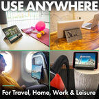 Airplane Tablet Holder, Extra Large 12x7” Flexible Cell Phone and Tablet Holder, Folding Cellphone Stand for Desk, Kindle, Bed, Long Flight Travel Accessories, Plane Essentials (Gray)