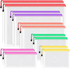 Umriox Zipper Bags, 6 Assorted Size (6 Colors, 12 Packs), Project Bags for Cross Stitch, Mesh Zipper Pouch for Office Supplies Travel Accessories and Board Games Storage