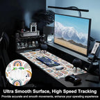 Mouse Pad, Large Boho Rainbow Desk Mat, Extended Non-Slip Gaming Keyboard Mousepad Desk Pad, Thick Stitched Edges Waterproof Mouse Mat 31.5"x15.7" (Scandi Rainbow and Stars Clouds)
