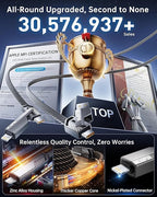 [Upgraded] Vexipia 4-in-1 Long USB C Cable 60W 10FT Lightning Cable Fast Charging Flat Nylon Braided for iPhone iPad Charger Cord[480Mbps Data Sync] Multi Charge Combo with Lightning/Type C/USB A Port