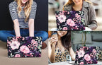 CISSOOK Compatible with MacBook Air 13.6 inch Case 2025 2024 2022 Release Model A3240 A3113 A2681, Flower Plastic Hard Shell Case Black Cover for MacBook Air 13 inch M2 M3 M4 - Pink Flowers