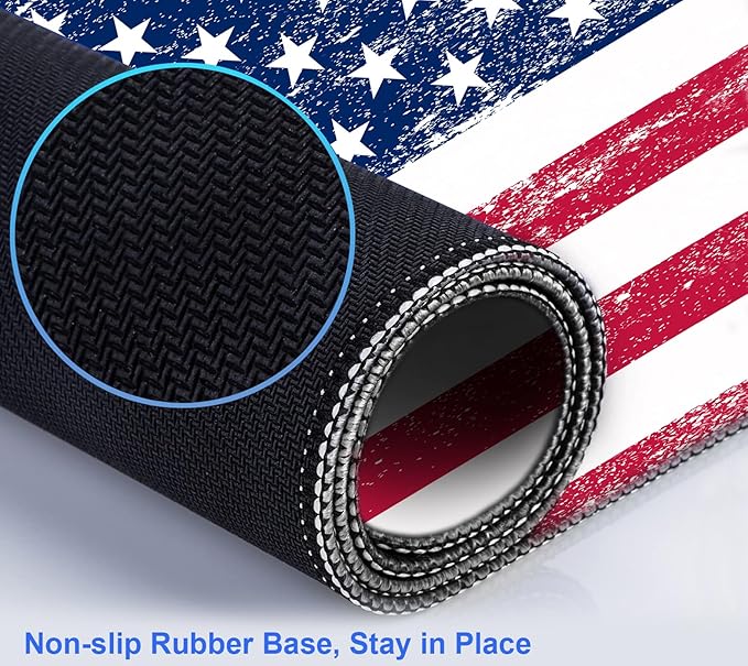 American Flag XXL Extended Mouse Pad, Patriot Large Laptop Pad, Waterproof, Non Slip, Gaming Office and Home Stitching Edge Table Pad 35.4 x 15.7 x 0.12 Inches