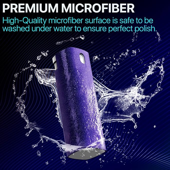Mini Screen Cleaner Spray – Finger Proof Screen Cleaner for Smartphones, iPads, MacBooks, Laptops, Car Screens, Touchscreens – 3in1 Mist Cleaner, Microfiber Cloth and Protective Cover (Pink)