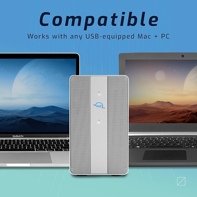OWC 8TB Mercury Elite Pro Dual USB-C/Thunderbolt 3 External Raid Storage Enclosure with 3Port HUB for Mac and PC