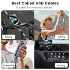 Coiled USB A to USB C 2Pack 3FT Braided Retractable Fast Charging Cable for Car, Compatible with iPhone 16/15 Pro Max/Galaxy S24/S23/S22, Supports Car Play & Android Auto-Black