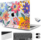 MEEgoodo for MacBook Air 13.3 inch Case 2021 2020 2019 2018 A2337 M1 A2179 A1932,Clear Case for MacBook Air M1,Laptop Shell with Keyboard Webcam Cover & Trackpad Film & OTG Adapter,Art Painted Flowers