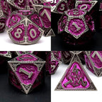 PJOY Metal DND Dice Set with Dice Case Antique Silver Purple Dragon D&D Polyhedral Dice for RPG Role Playing Games Compatible with Dungeons and Dragons TTRPG Gifts