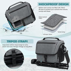 RAINSMORE Camera Bag, DSLR/SLR/Mirrorless Camera Case with Tripod Holder Waterproof Camera Sling Bag Crossbody Camera Bags for Photographers with Rain Cover for Canon/Nikon/Sony/Fuji, Grey