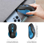 Wireless Mouse for Laptop, PC, Chromebook, Mac, MacBook, Silent Mouse with USB Nano Receiver, Side Button, 2400 DPI, Anti Slip Roller, 6 Button Ergonomics Cordless Computer Mice - Black Blue