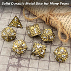PJOY Metal D&D Dice Set for Dungeons and Dragons Dice with Case Meteorite Black Gold Glitters 7PCS 16mm Role Playing Cool DND Gifts for Players DM Board Game Masters
