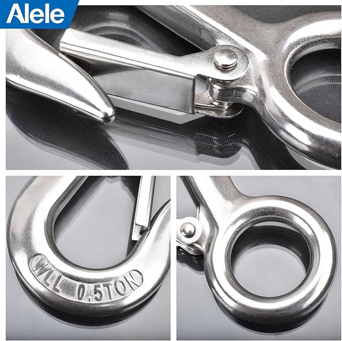 Alele 0.5T Crane Scale Grab Hooks,Slip Hooks,Stainless Steel Lifting Hook Rigging Accessory (Grab Hooks 500kg)