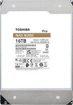 Toshiba N300 PRO 16TB Large-Sized Business NAS (up to 24 bays) 3.5-Inch Internal Hard Drive - Up to 300 TB/year Workload Rate CMR SATA 6 GB/s 7200 RPM 512 MB Cache - HDWG51GXZSTB