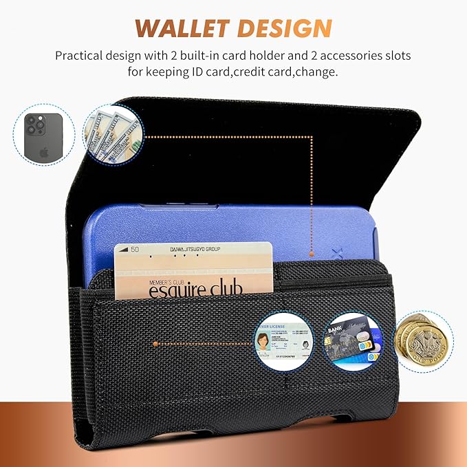 BECPLT Nylon Belt Holster Case Cell Phone Pouch Belt Holder Phone Holster Cover with Clip - Compatible with iPhone 13 Mini, 12 Mini, SE 2020, 8, 7, 6, 6S, Galaxy S10e, S7, J5 (Black)