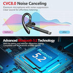 Bluetooth Headset, Wireless Earpiece with 500mAh Charging Case, 100Hrs Talking Time Built-in Dual Microphone 270° Rotatable Hand-Free Noise Canceling Headphones for Office/Trucker/Business
