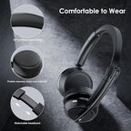Wireless Headset with ANC & ENC, Bluetooth 5.4 Headset with USB Dongle, Wireless Headphones with Flip-to-Mute Microphone for Work from Home/Office/PC/Cell Phones