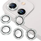 AGVEE 3+3 6 Pack for iphone 12 Pro/12/12 Mini/11 Pro Max/11 Pro/11 Camera Lens Cover Protector, Bling Diamond & Bling Glitter Metal Ring 9H Tempered HD Glass Camera Protector, Bling-Silver