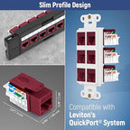 Everest 45° Angled RJ45 Cat6 Keystone Jacks 20-Pack in Red - Slim Profile Female RJ45 Connectors - Cat 6 Keystone Jack - Compatible with 45° Angled Speed Termination Tool - 45Term (B0BL3GS7ZY)