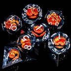 ARUOHHA DND Resin Dice Gazes Eye Dice Liquid Core Flaming RPG Sharp Edged Dice Set with Gift Box, Polyhedral D and D Dice Set Compatible with Dungeons Dragons Role Playing Game D20 D12 D10 D8 D6