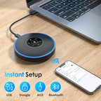 EMEET Bluetooth Speakerphone - Daisy Chain/Use Alone up to 16 attendees, M220 Professional Wireless Speakerphone 360°Voice Pick-up 8 AI Noise Cancellation Mics Skype Speakerphone for Conference Calls