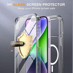 Miracase Magnetic for iPhone 14 Case 6.1", [Built-in Tempered Glass Screen Protector + Lens Protector] [Compatible with MagSafe] Full-Body Protective Bumper 14 Phone Cover, Clear Glitter