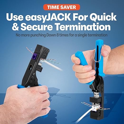 Everest 90° Angled RJ45 Cat5e Keystone Jacks 10-Pack in Purple - Slim Profile Female RJ45 Connectors - Cat 5e Keystone Jack - Compatible with 90° Angled Speed Termination Tool - easyJACK (B094WB91H3)