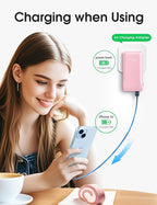 TG90° 2 Pack Slim 10000mAh Power Bank Built-in Foldable AC Wall Plug and Cables,Ultra Compact Cell Phone Charger,Pocket Size USB C Portable Charger Compatible with iPhone Samsung,Black & Pink