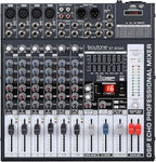 Boytone Dj Mixers 8 Channel Audio Mixer Sound Board with Bluetooth, USB MP3 Port Player with 48V Phantom Power Sounds Mixer with 16 Bit FX Effect, BT-80MX