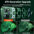 UniqueMe for iPhone 13 Pro/iPhone 13 Pro Max Camera Lens Protector, [Strong Drop Protection] [Not Easy to Fall-off] Metal Ring Tempered Glass Rear Camera Screen Cover, Alpine Green