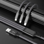 IDISON Multi Charging Cable(2Pack 4FT), 3 in 1 USB Charging Cable for Multiple Devices, Braided Universal Phone Charger Cord with Type-C, Micro USB, IP Port for iPhone16/15/14/Android Phones and More