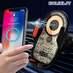 Car Phone Holder, Wireless Car Charger Air Vent Auto-Clamp Cell Phone Car Mount with Metal Hook Clip, 360° Rotation - One Button Release for iPhone, Samsung, Google, and All Other Smartphones