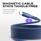 Statik MagStack Pro USB C to USB C Cable, Magnetic Type C Charger Fast Charging Cord, On The Go Magnetic Charging Cable for Car, Compatible with 16 Pro Max, 15, Galaxy S21 S20 Ultra, Navy 100W 3FT/1M