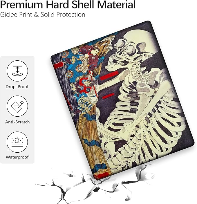 Berkin Arts Compatible with MacBook Air 13 inch Cover, 2022-2018 Release A2179/A2337 M1 with Keyboard Cover & Screen Protector Cloisonnism Feudal Japan Art (The Skeleton Specter by Kuniyoshi)