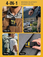 GBEAST Wearable Bluetooth Speaker, Clip-On Mini Portable Speakers All Day Playtime Waterproof Built-in Mic for Hands-Free Music/Calls Bluetooth Speaker with RGB/Flashlight for Jobsite/Outdoor/Golf