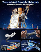 [One is Enough] 4-in-1 Compatible with USB C to Lightning Cable, 240W High-Speed Charging & Fast Data Transfer,CarPlay & Android Auto Support Multi Charger Cord Combo for iPhone/Samsung/iPad,5FT